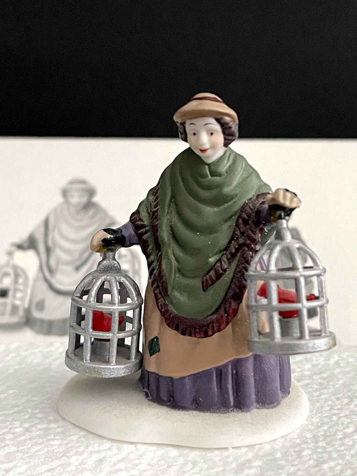 Dept 56 Heritage Village The Bird Seller Set Of 3 Porcelain Figurines in Box