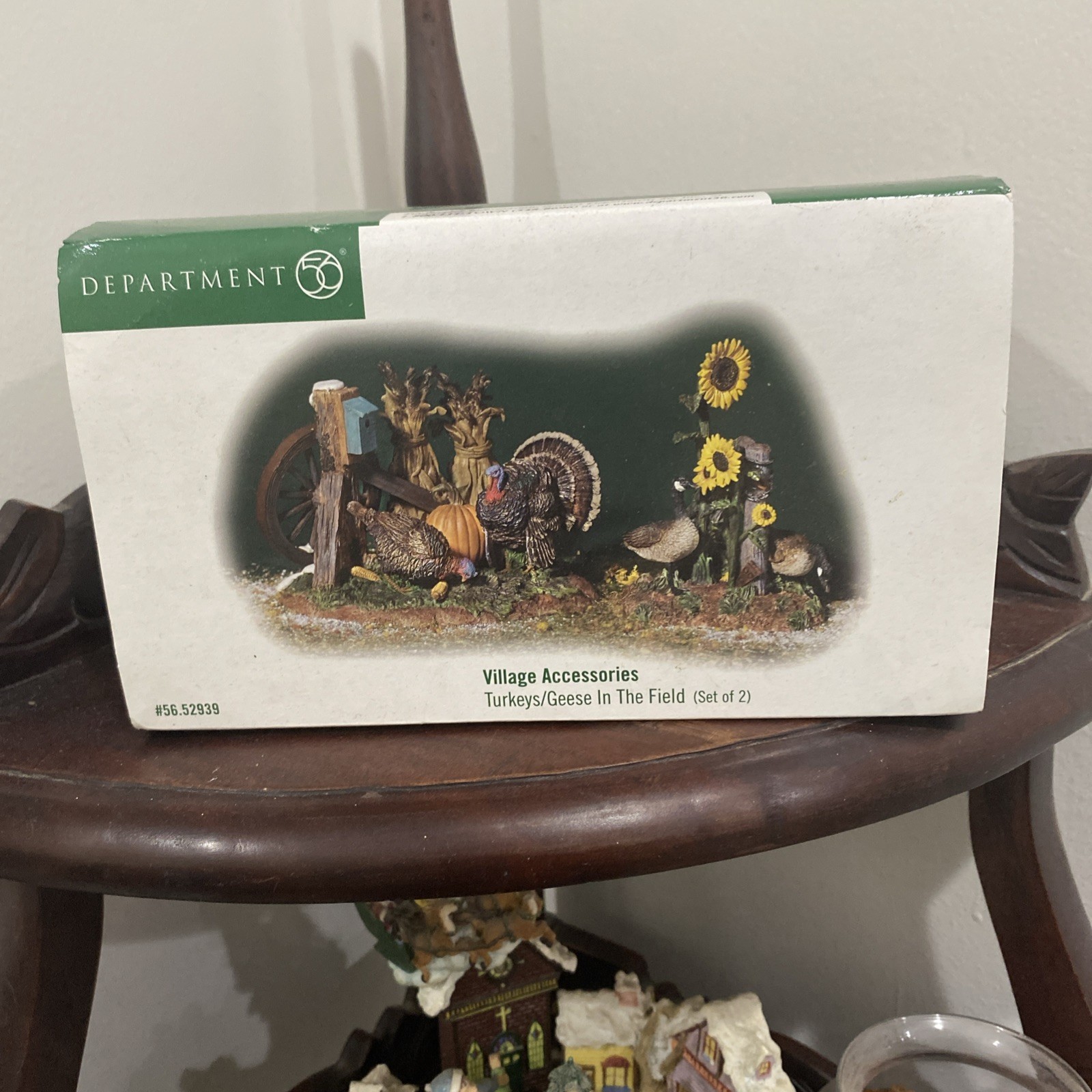 Dept 56 Village Accessories: Turkeys / Geese In The Field 52939 Sunflowers Birds
