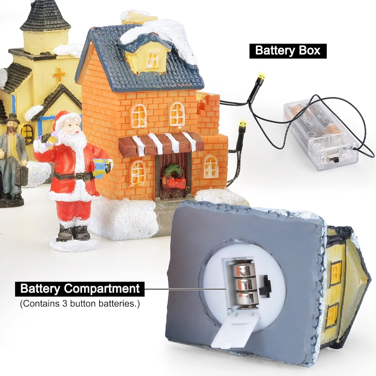 Christmas Village Sets-Christmas Decorations,LED Lighted Christmas Village Ho…