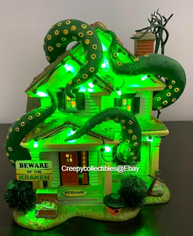 Dept 56 Halloween “The Kraken House” Brand New Lighted Ceramic Collectible