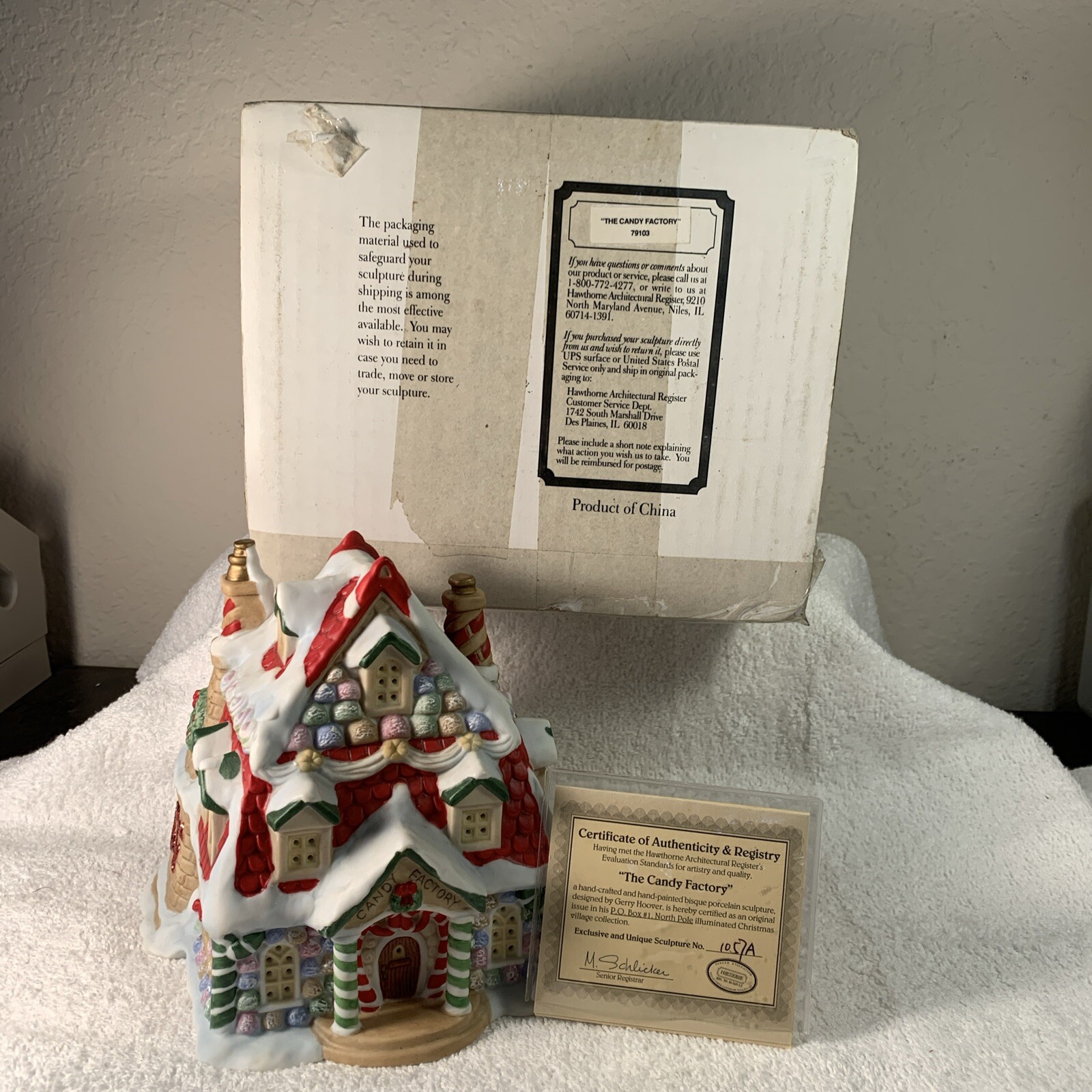 Hawthorne Porchlight Collection The Candy Factory #79103 Christmas Village House