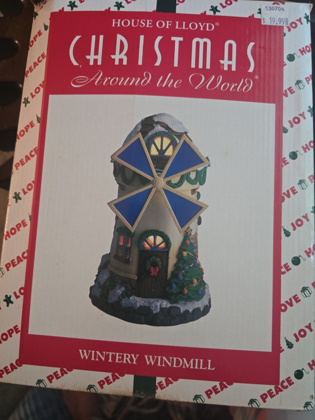 New House of Lloyd Christmas Around the World Wintery Windmill Music Box Rotates