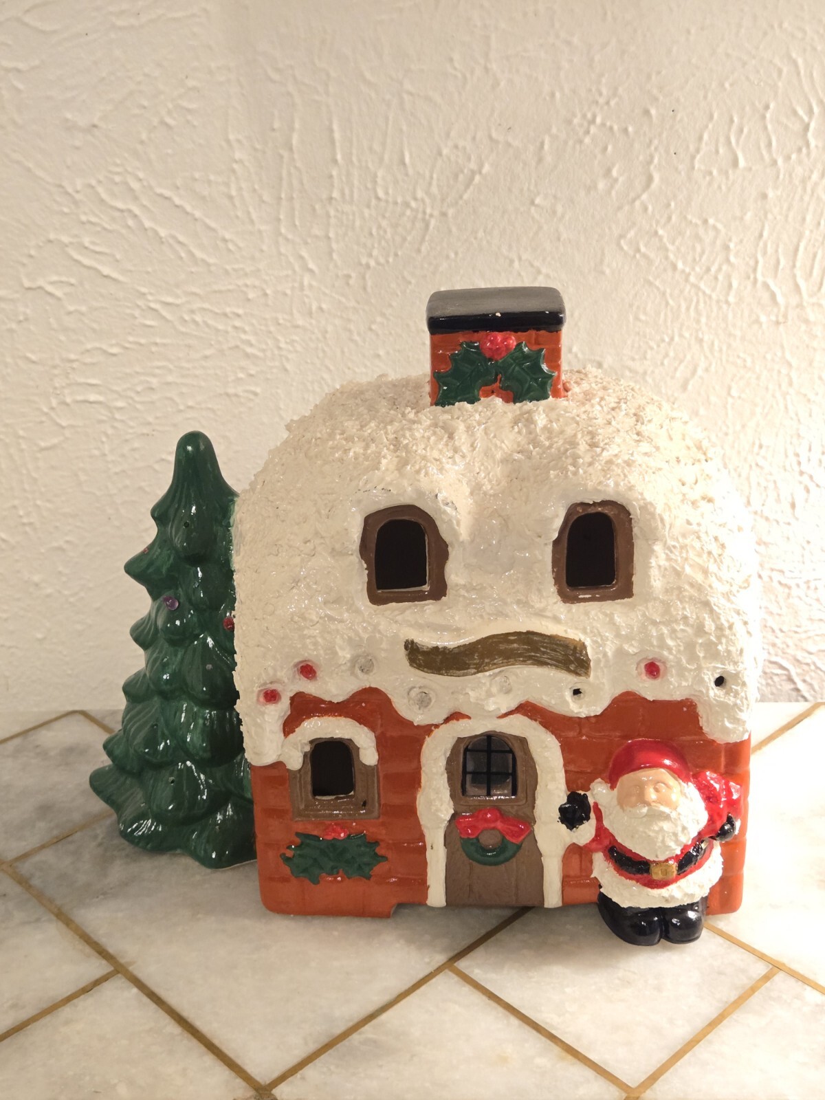 M.L MOLDS 1981 Vintage Ceramic Christmas House with Santa