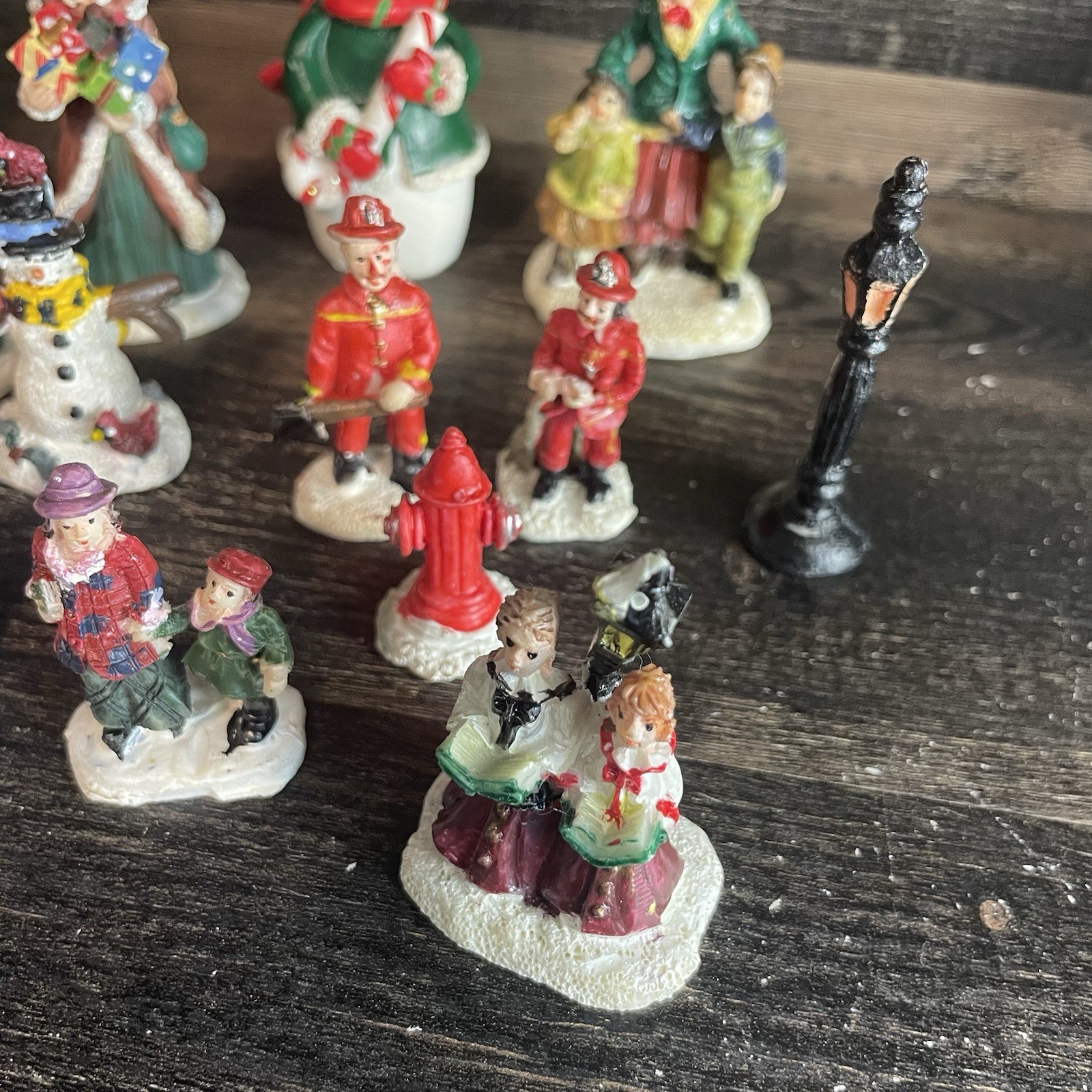 Lot of 14 Vintage Christmas Village Figurines Miniature Holiday Please Read