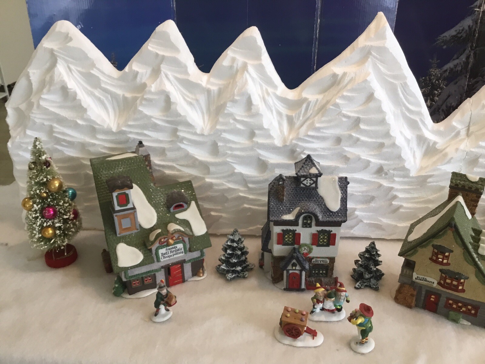 christmas village display mountain backdrop 54×14 Inches