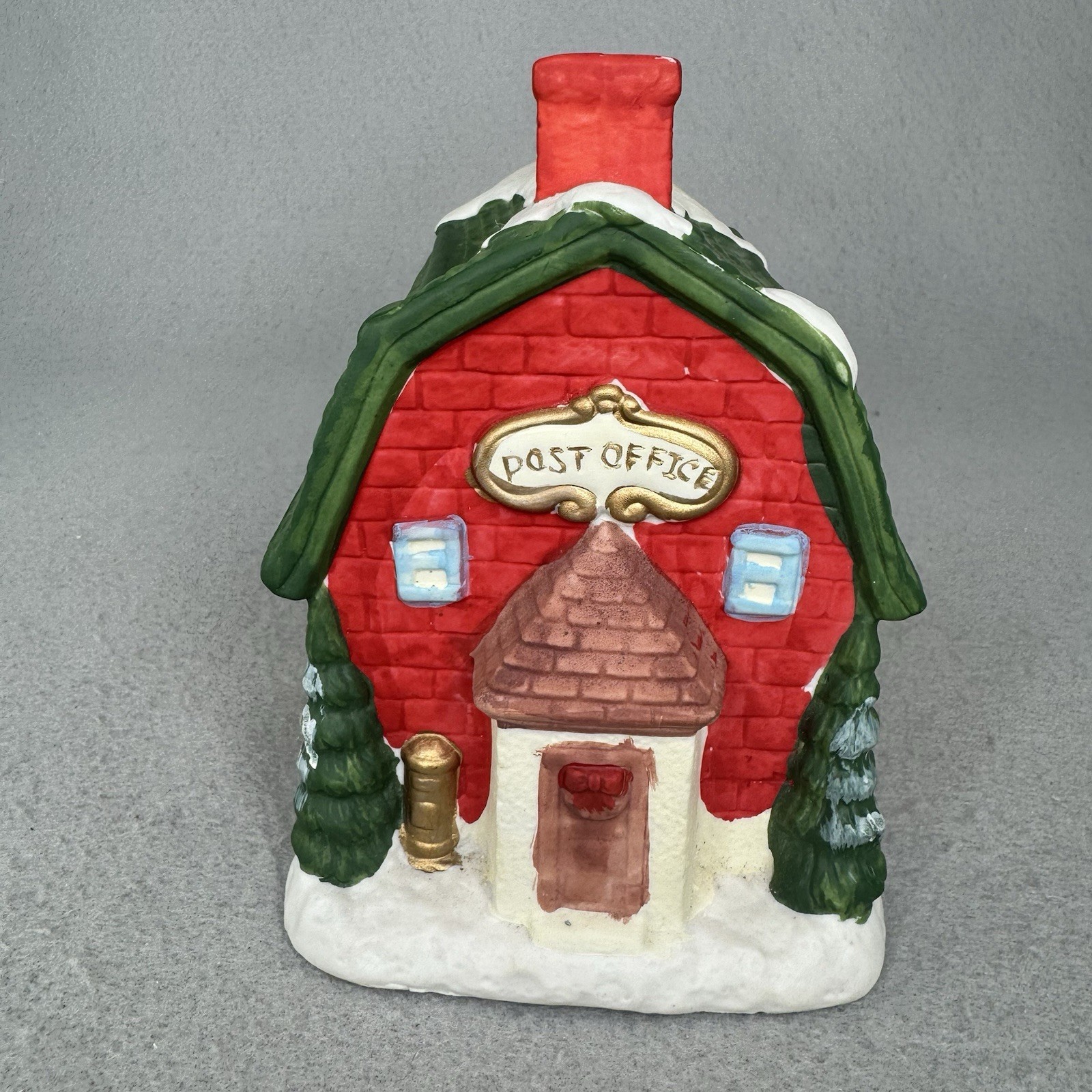Vintage Christmas Village Post Office Ceramic House Town Building Xmas 6 Inch