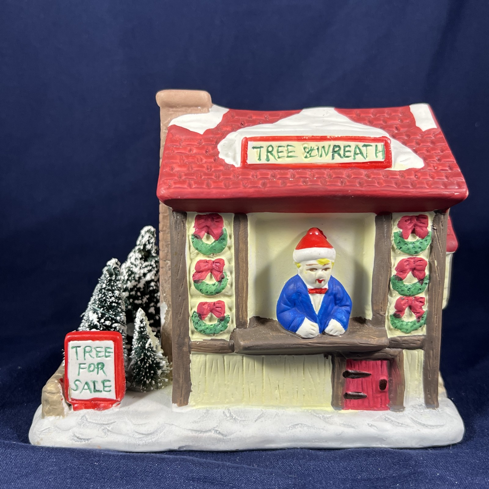 NOMA International 1994 Christmas Village Tree Wreath Shop Red White Holiday