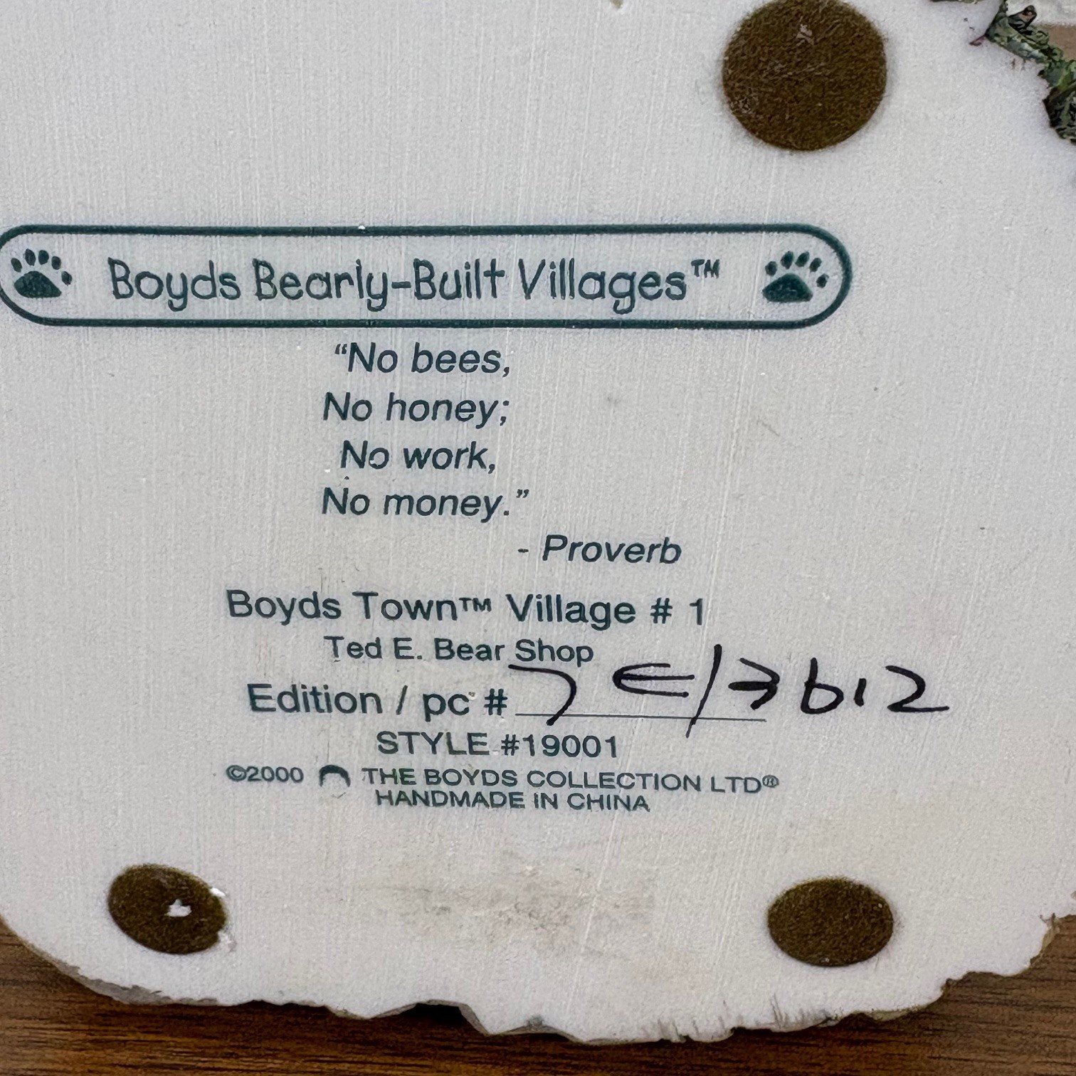 Boyds Bears Bearly Built Village #1 2000 and Steven 1992