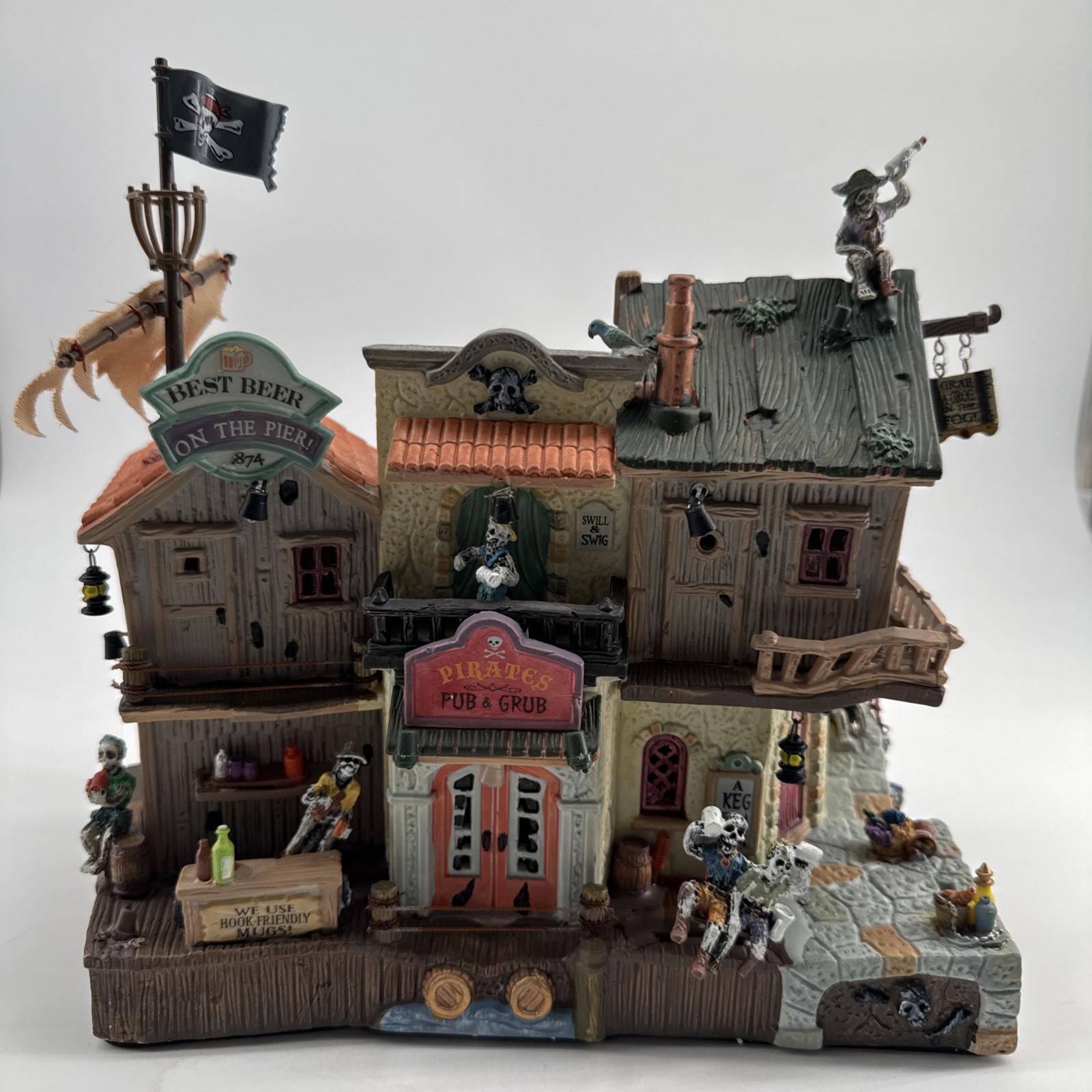Lemax 2008 Spooky Town PIRATES PUB & GRUB Halloween Village House Retired READ