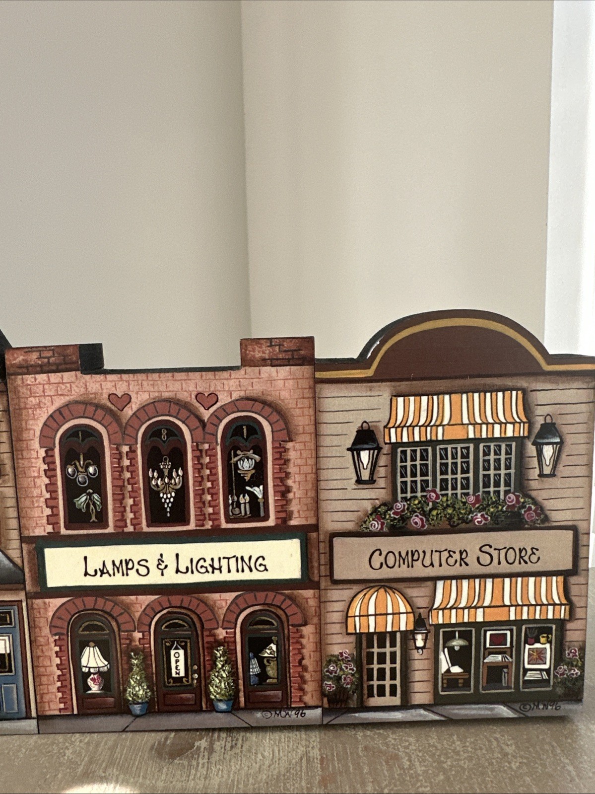 VTG 1996 Brandywine Wood Work Attached Busy St Stores . Shelf Sitter