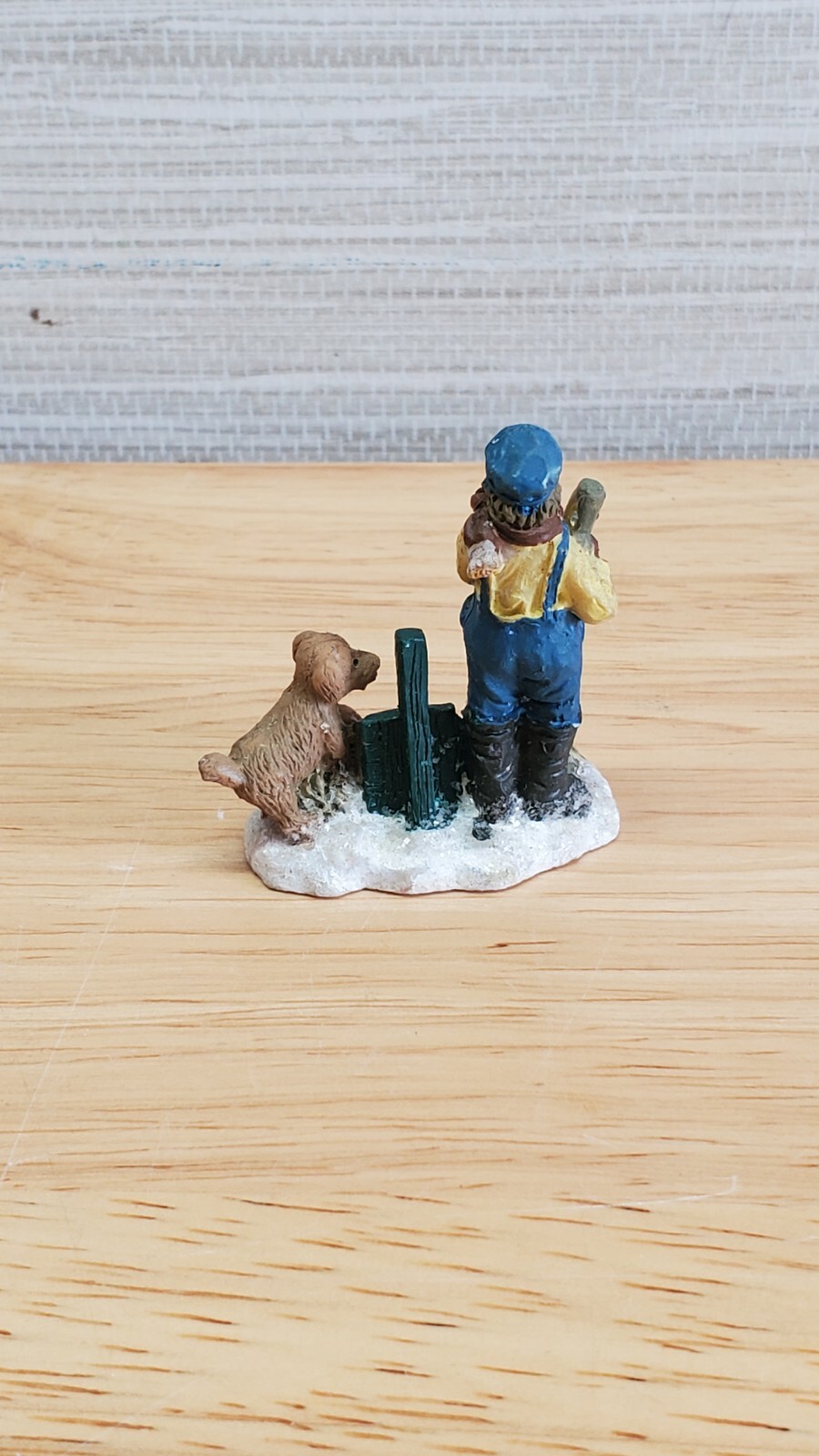 Christmas Village Farming Cleaning Mini Figurine Boy W/ Dog 2″
