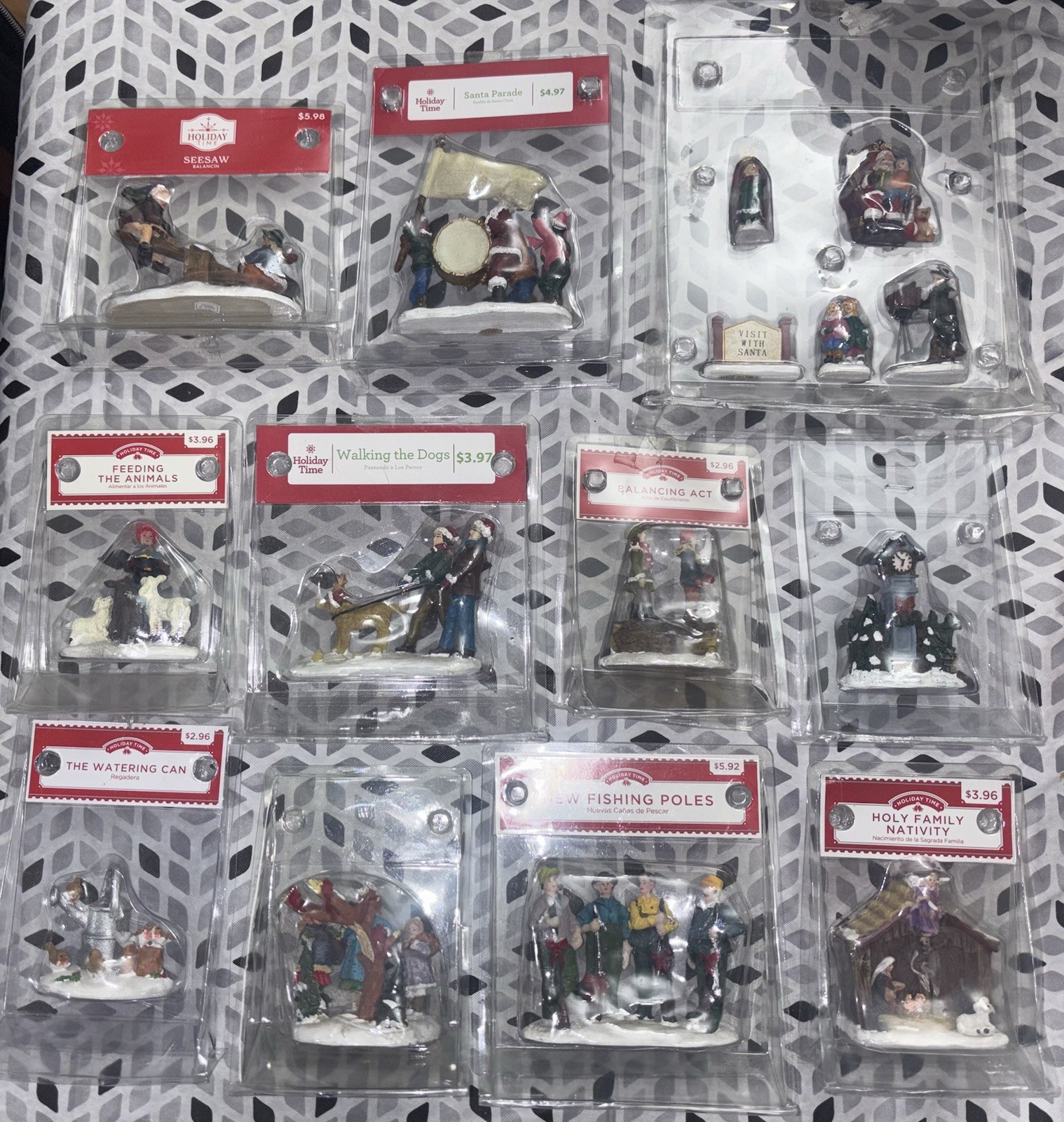 Lot of 11 NEW IN PACKAGE Holiday Time Christmas Village Figurines US23
