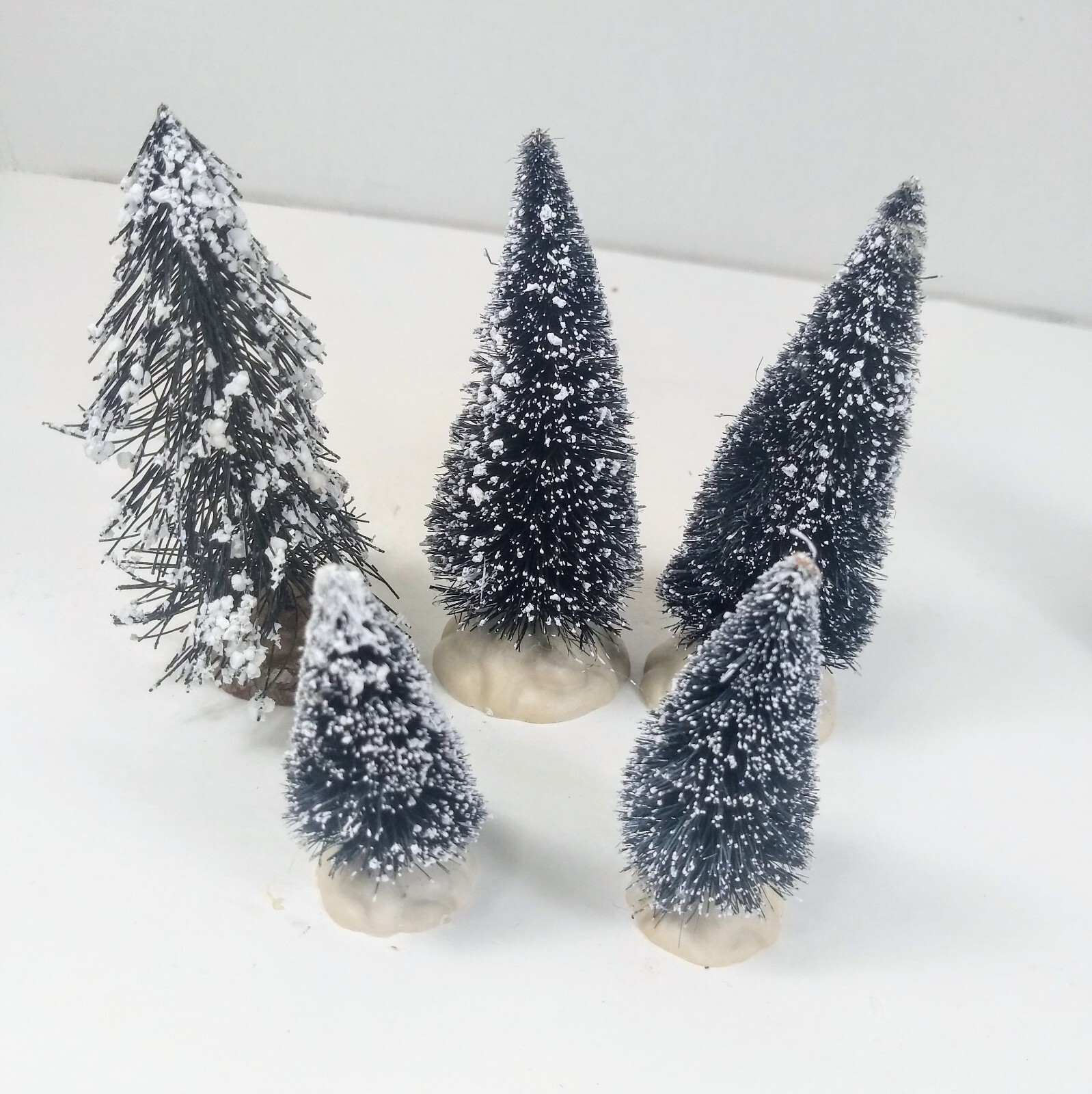 Lot of 9 Christmas Village Trees Accessories Various Sizes 5 Lemax 4 unknown