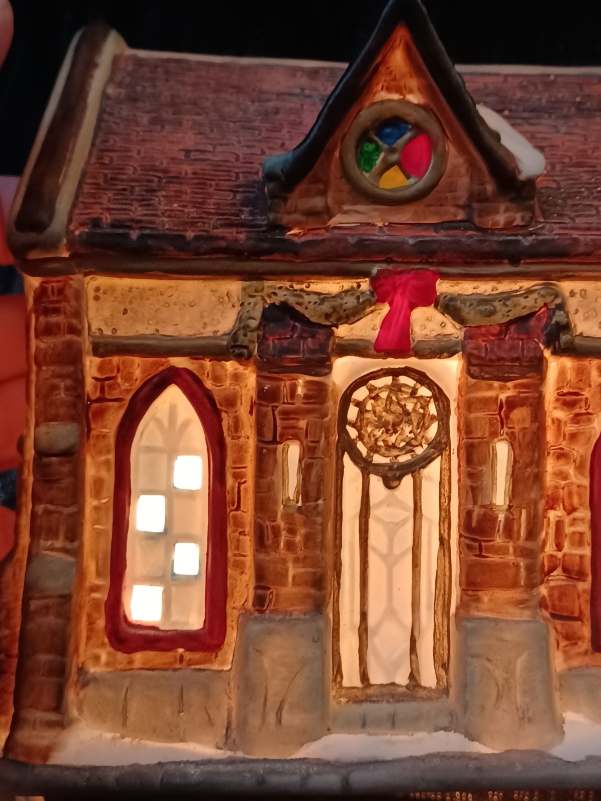Vintage Porcelain Lighted Hand Painted Christmas Village Church