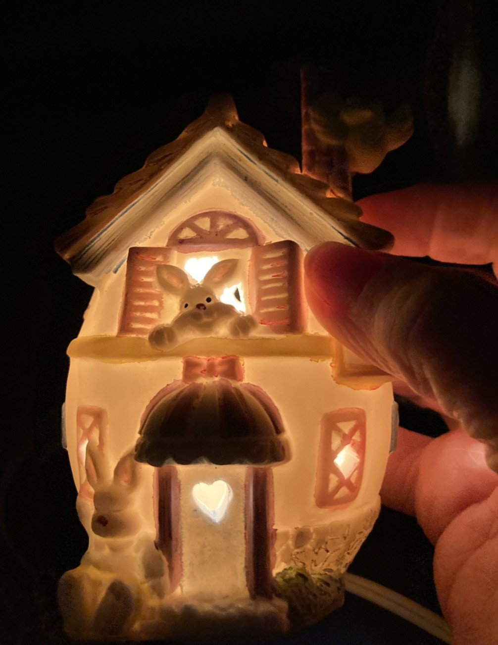 Brinn’s Easter Egg Bunny Sweet Home Handpainted Porcelain Electric Nightlight
