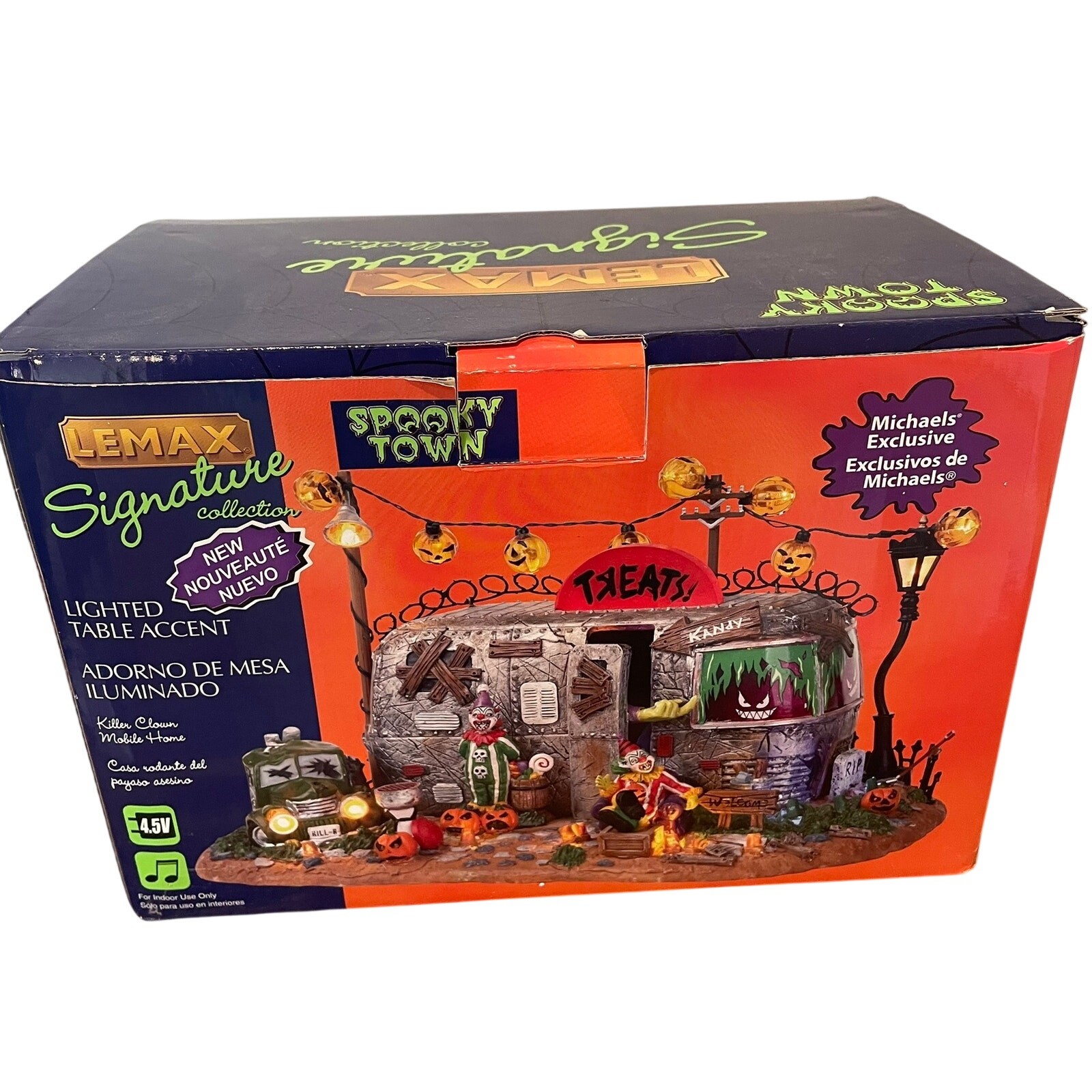 Lemax Spooky Town Killer Clown Mobile Home Trailer Lights Talks Tested
