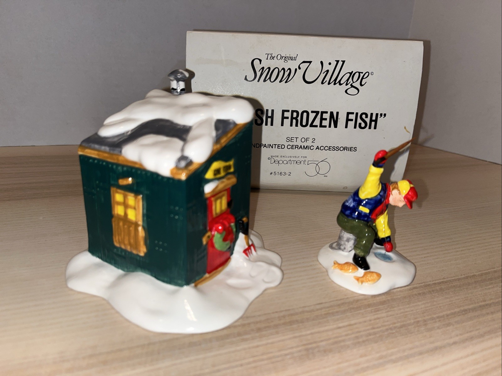Retired Department 56 “Fresh Frozen Fish” 5163-2 Fishing Shack & Fisherman