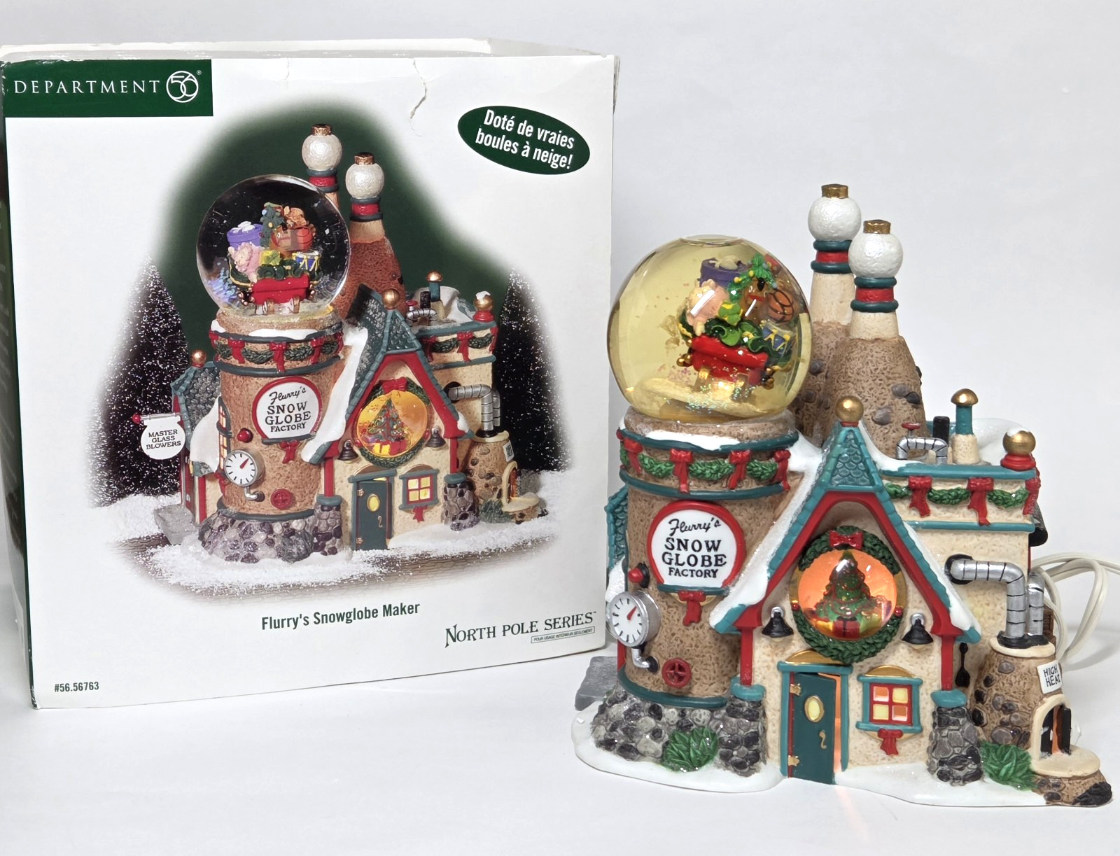 Dept 56 North Pole Series Flurry’s Snowglobe Maker Christmas Village 56763 Box