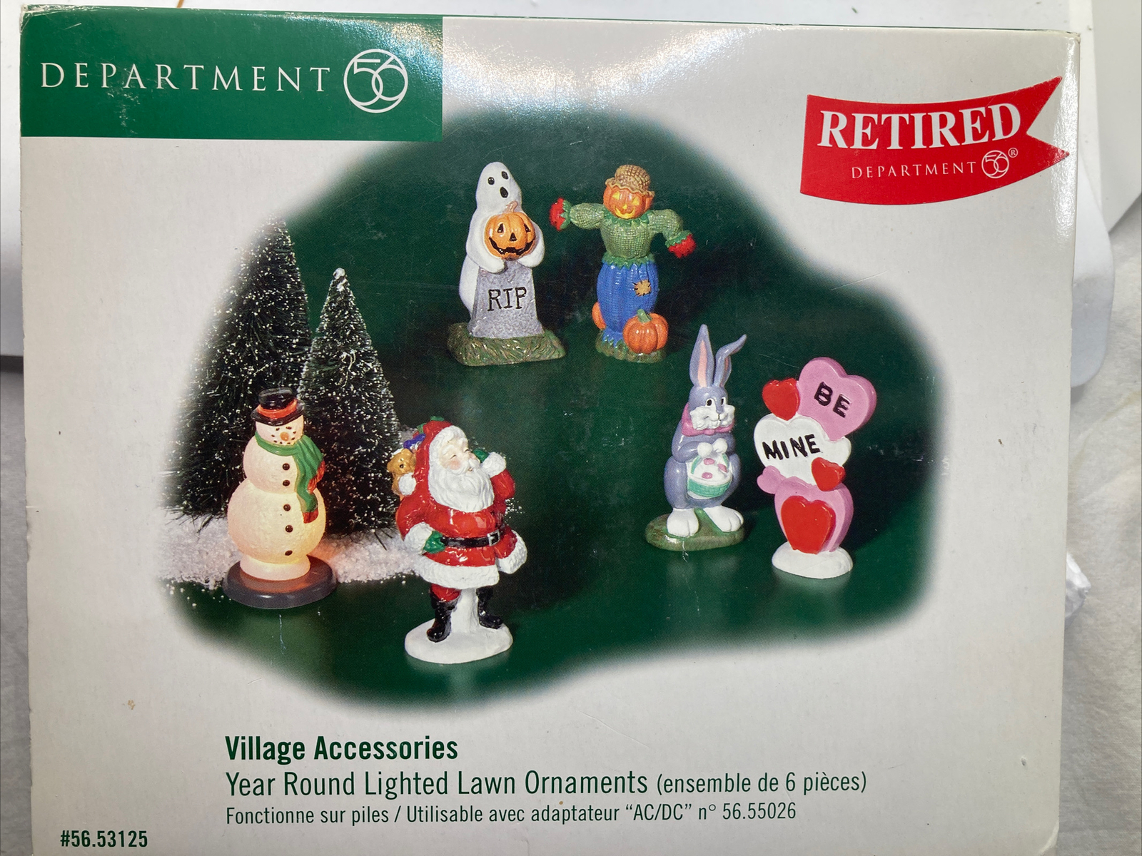 Dept 56 Village Accessories “Year-Round Lighted Lawn Ornaments, S/6” #56.53125