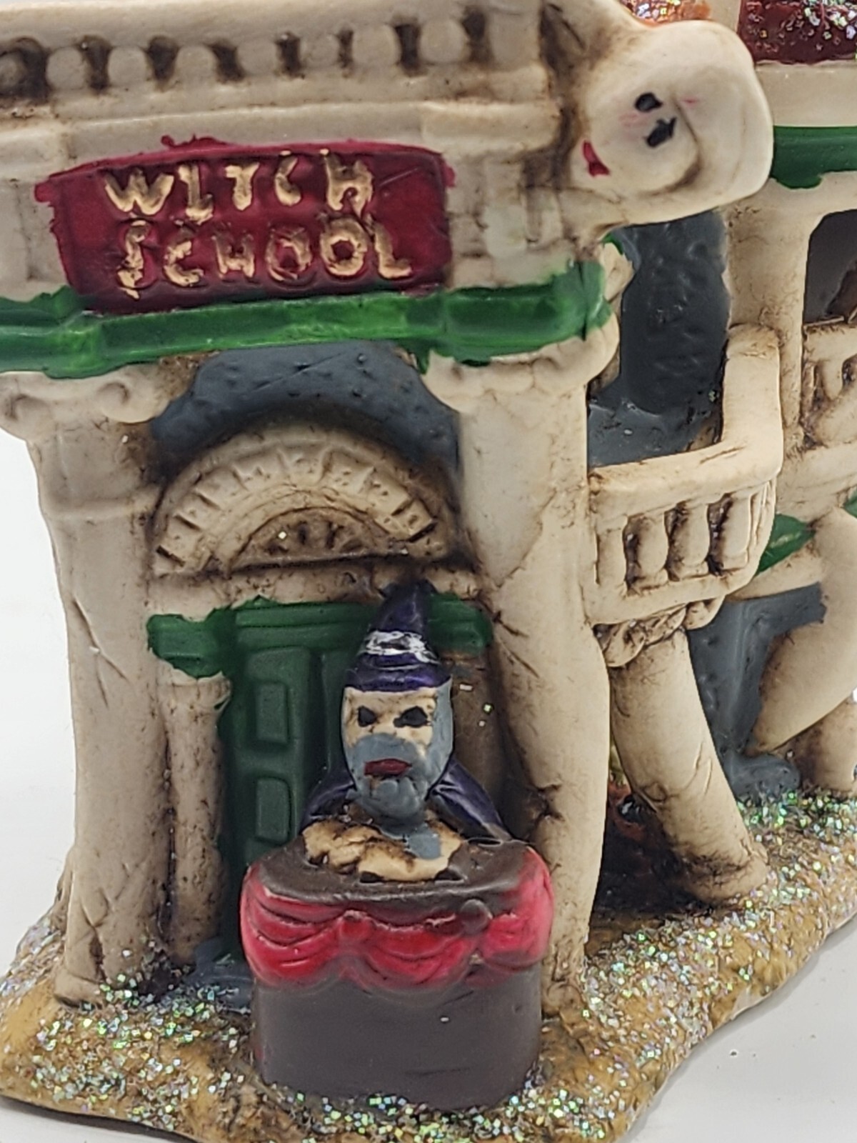 Set of 3 Halloween Village Ceramic Houses Lighted Decor 4x5in Lights Not Include