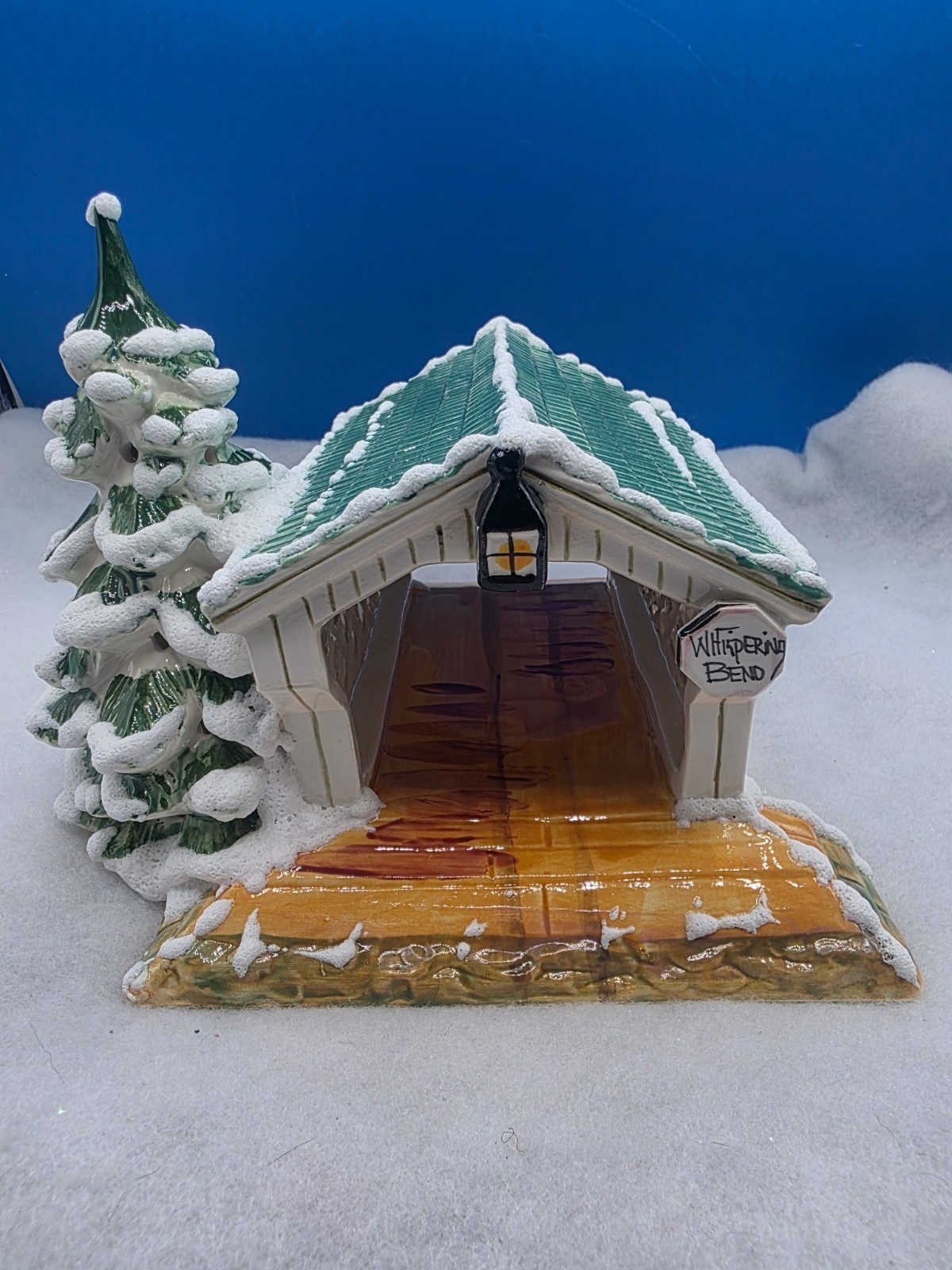 Walter Brockmann Frog Creek Bridge Original Signed Holiday Decor Mint Lighted