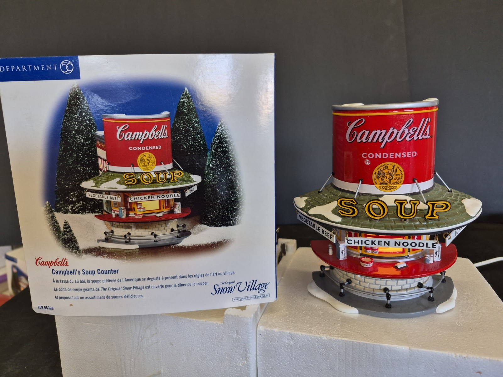 Dept 56 – Campbell’s Soup Counter 2002 – Snow Village #55309 in Box – Retired