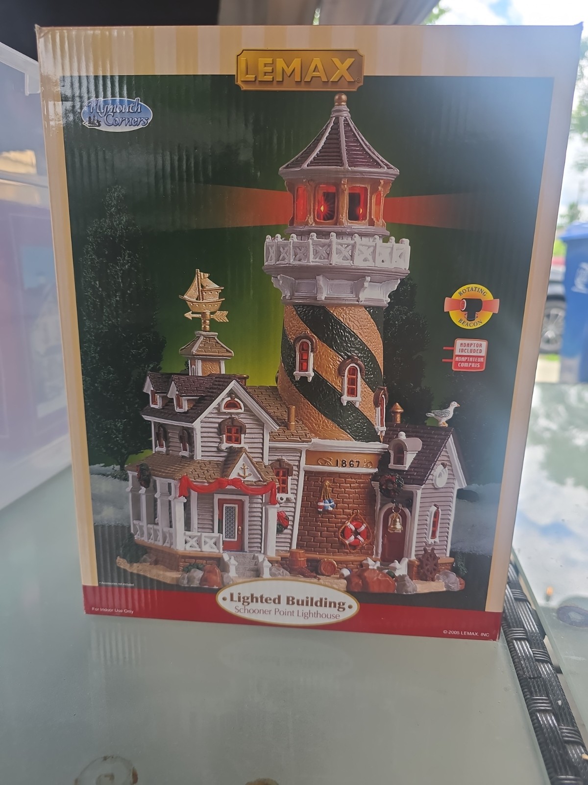 Lemax Plymouth Corners Schooner Point Lighthouse Lighted Rotating Beacon