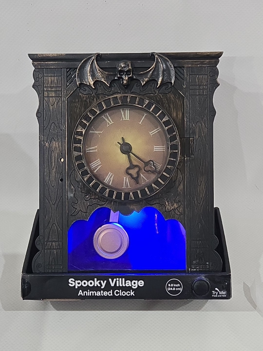 Spooky Village Animated Clock With Sound Motion Activated