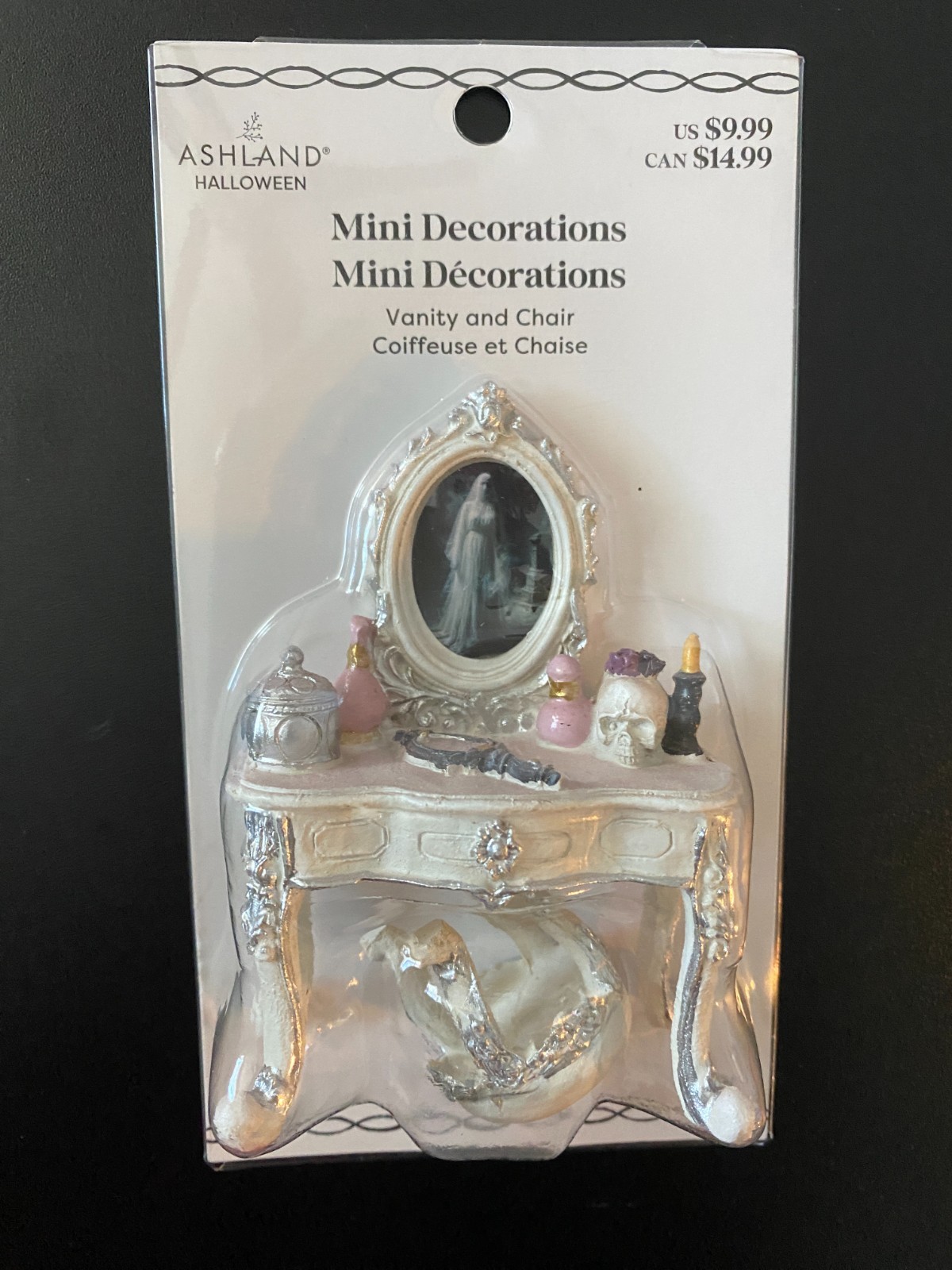 ASHLAND HALLOWEEN MINIATURES WHITE VANITY & CHAIR ~ NEW IN PKG 2025