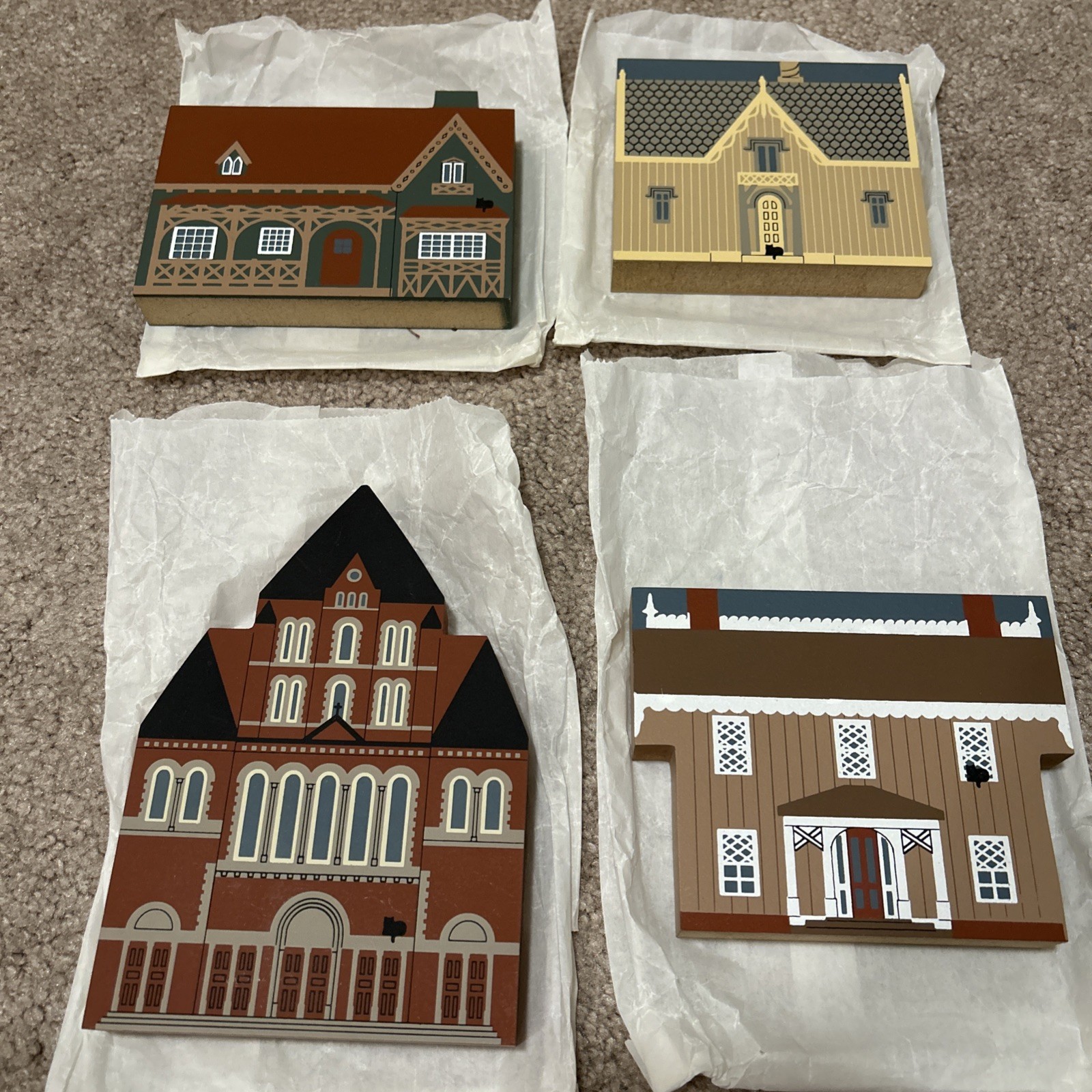 The Cats Meow Village 1993 Shelf Sitter 4 PC Faline Master Builders Collection