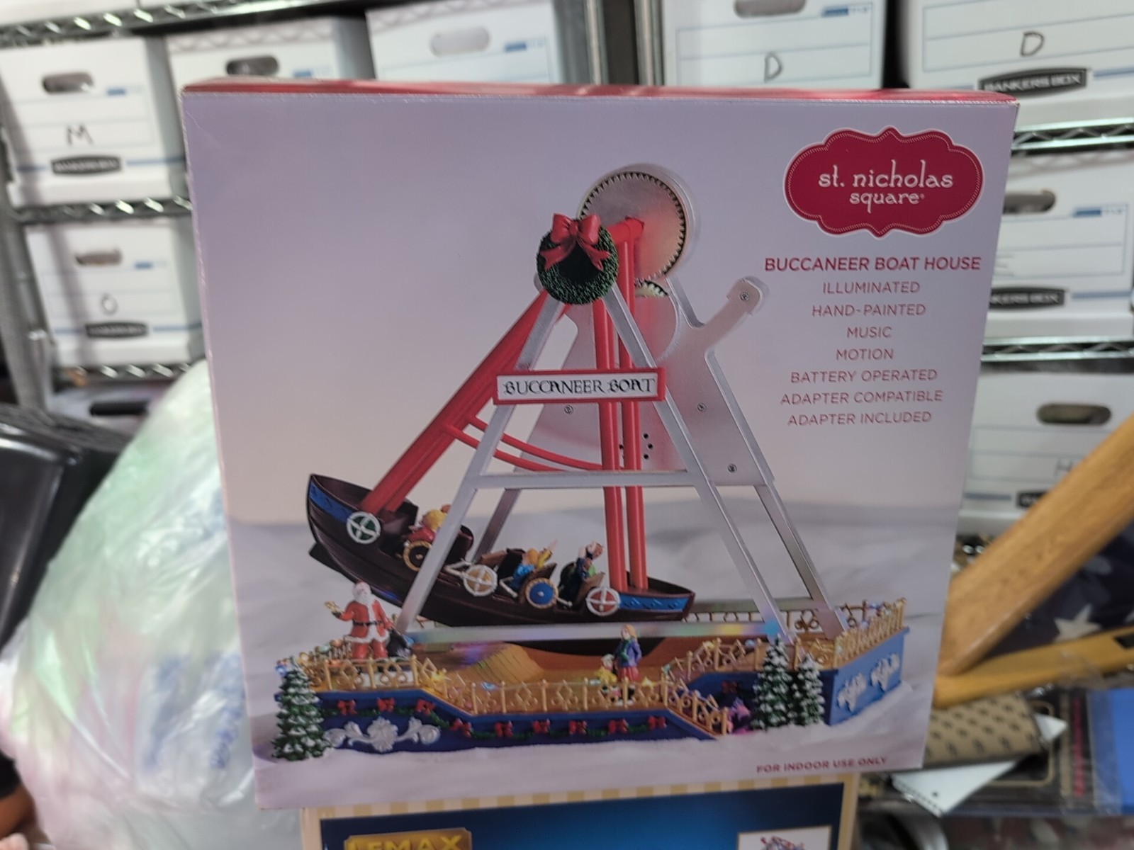 St. Nicholas Square Buccaneer Boat Animated Lighted Christmas Carnival Ride