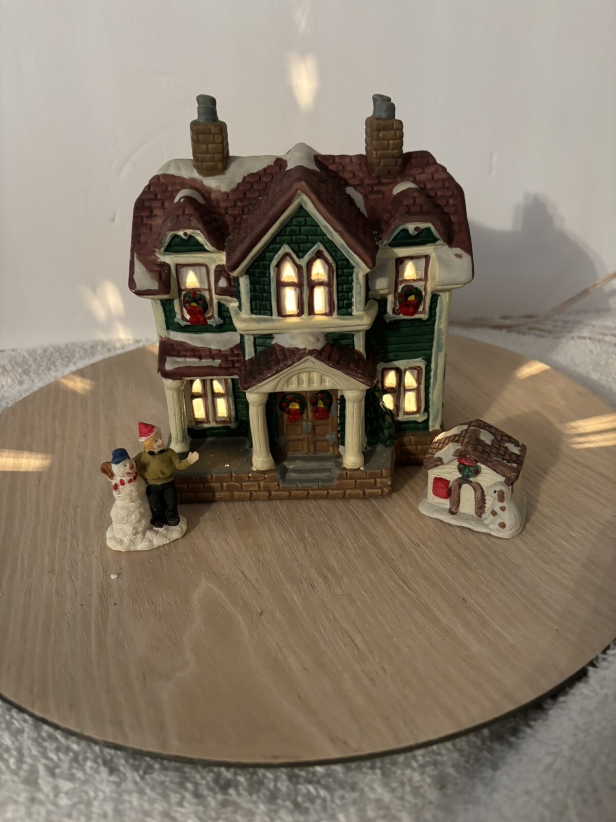 Vintage 90s Family Dollar Christmas Village Light up Ceramic