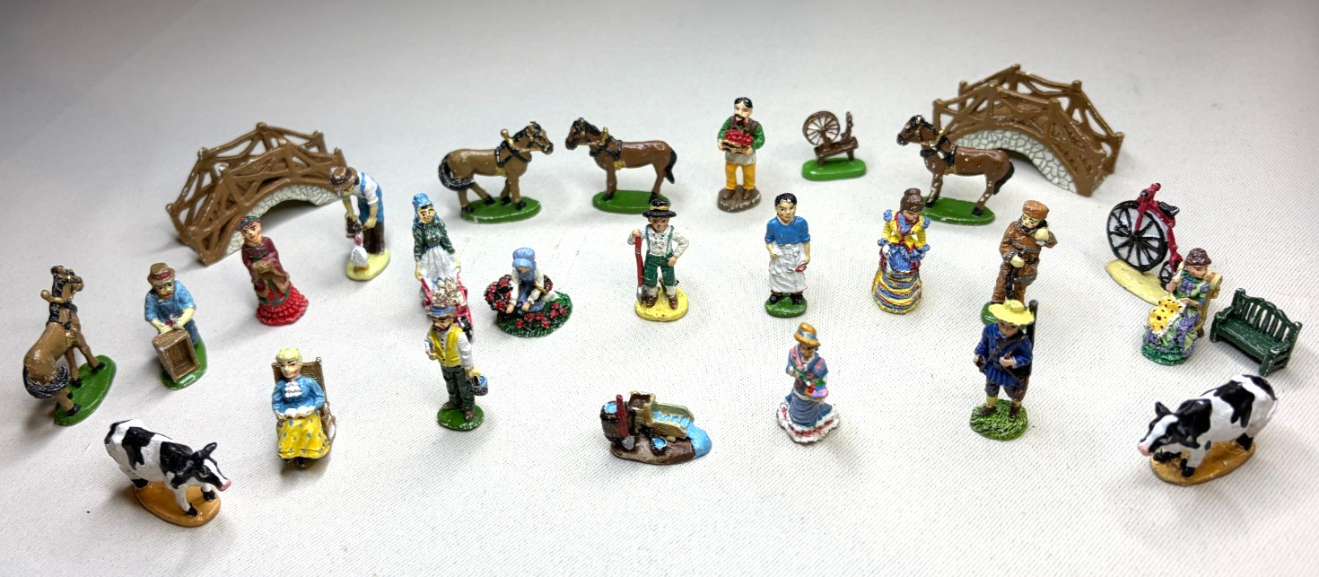 Vtg Liberty Falls Americana Pewter Collection Miniatures Lot 27 Figures Bridges