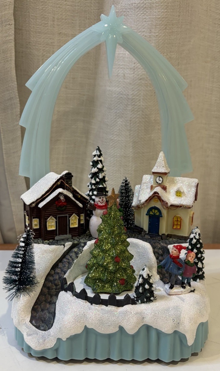 New 2023 Holiday Time CHRISTMAS VILLAGE SCENE Lights Up & Plays 8 Carols NIB