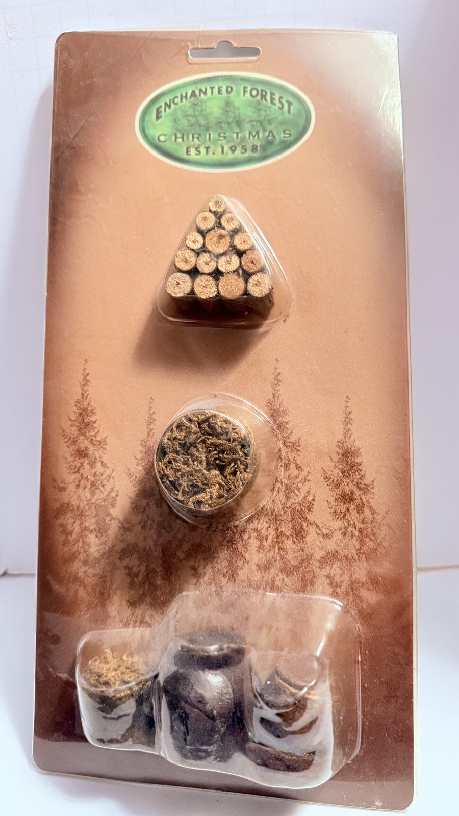 CRAFTED NATIVITY ACCESSORY Set of 3 Lemax Enchanted Forest NEW Wood Hay bale Pot
