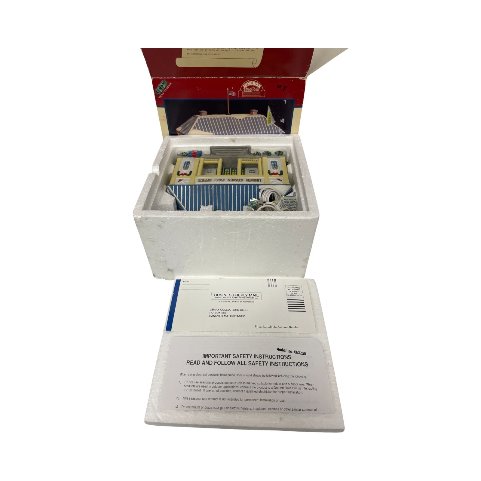 Lemax Jukebox Junction United States Post Office 1998 Porcelain Lighted House