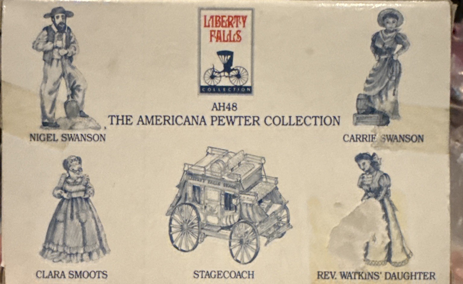 Vtg 1994 Liberty Falls Village Miniature Accessory 5 Pc Set New Open Box Pewter