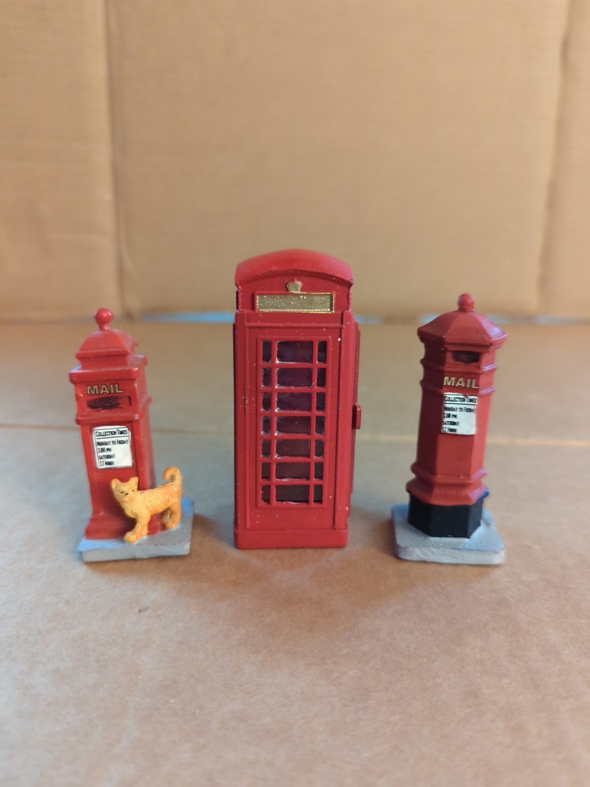 Lemax Christmas Village 2 “Victorian Mailboxes” & Lemax British Phone Booth