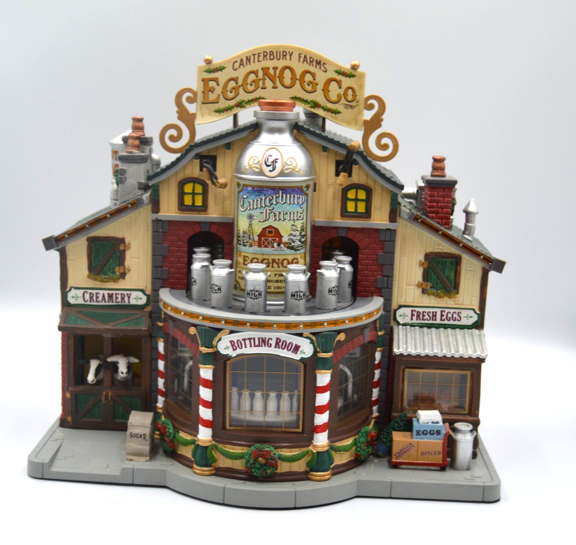 Lemax Canterbury Farms Eggnog Factory Harvest Crossing Sights & Sound Working!
