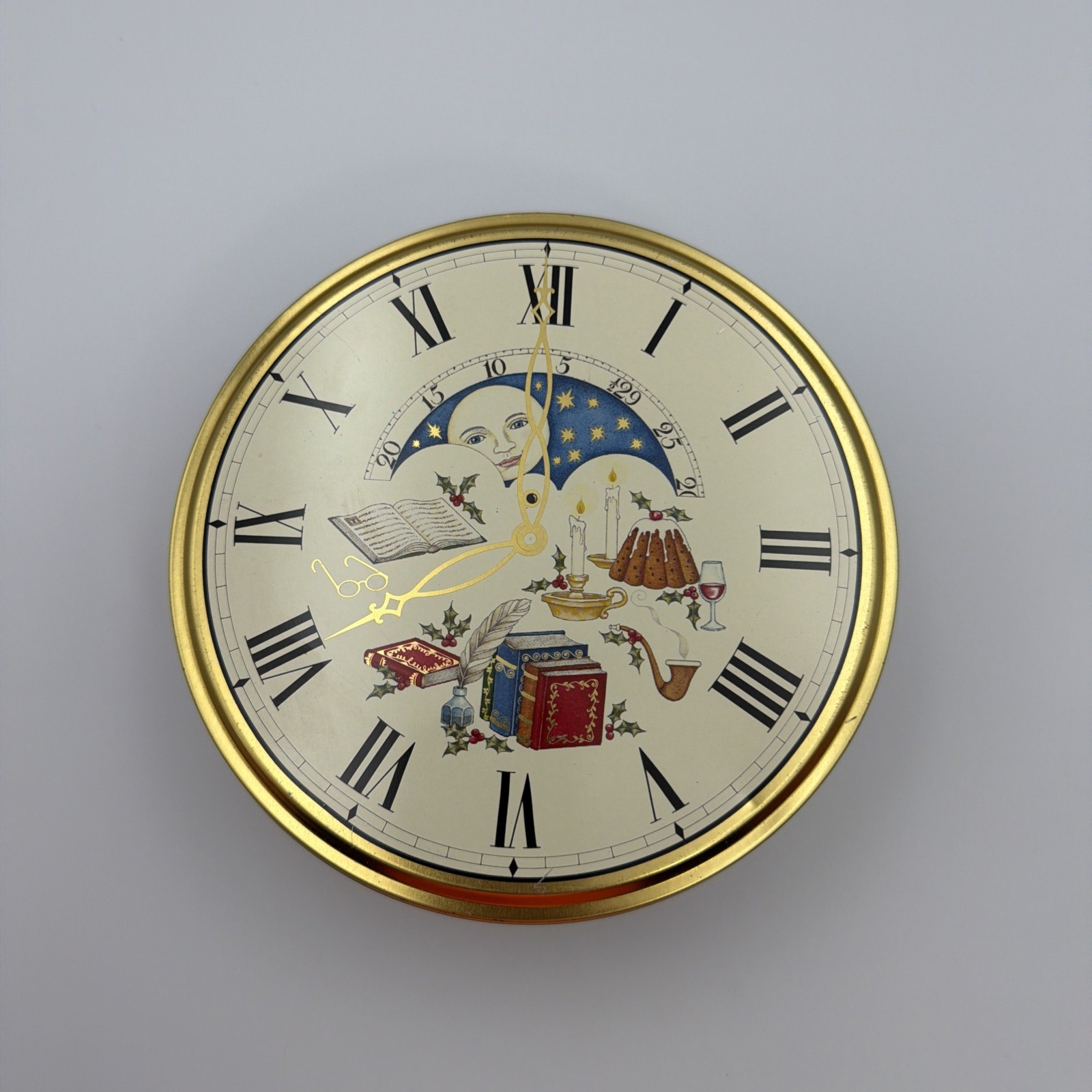 Vintage Department 56 Dickens Christmas Tin Celestial Clock Face Design