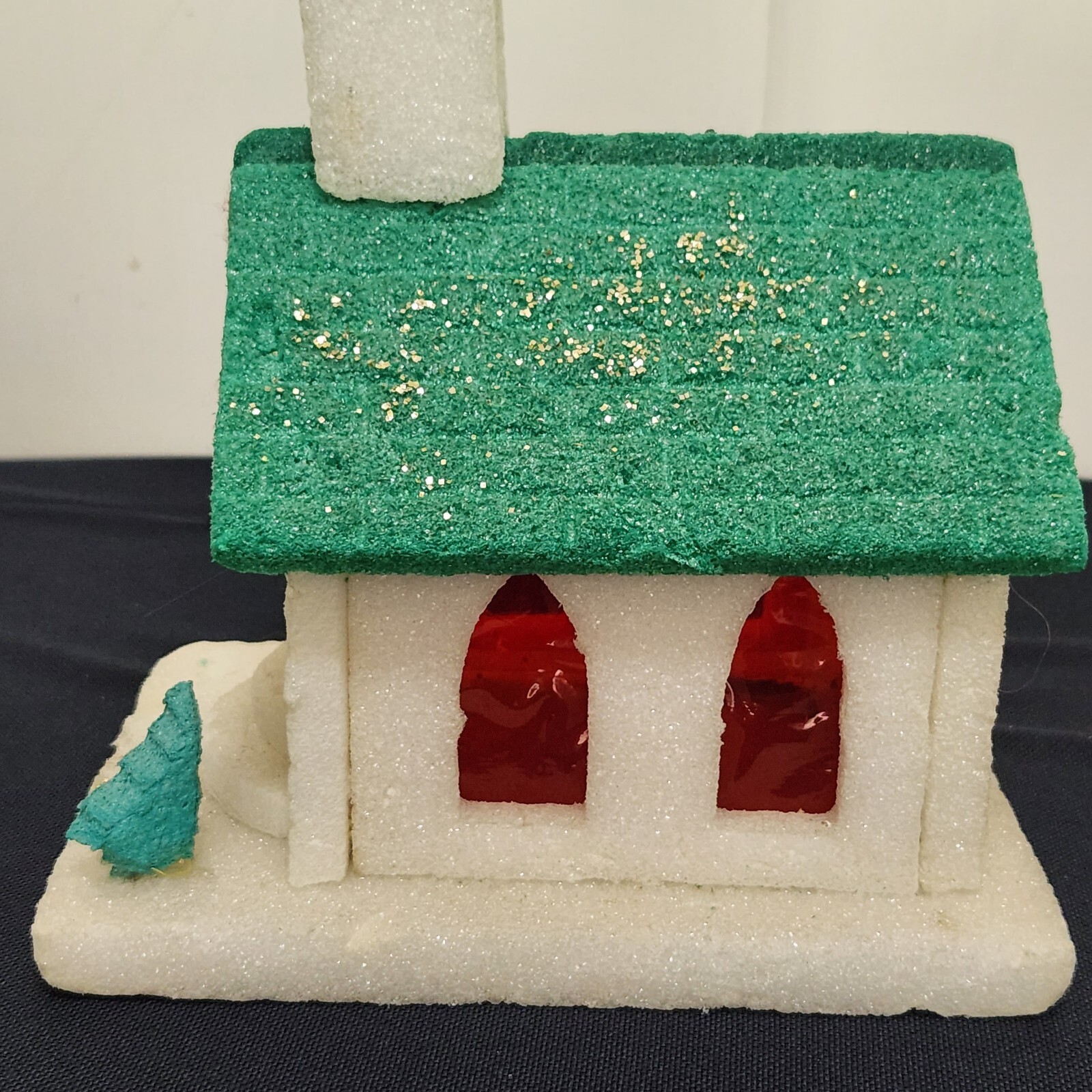 Vintage Styrofoam Handmade White Christmas Church Steeple Mantle Train Platform
