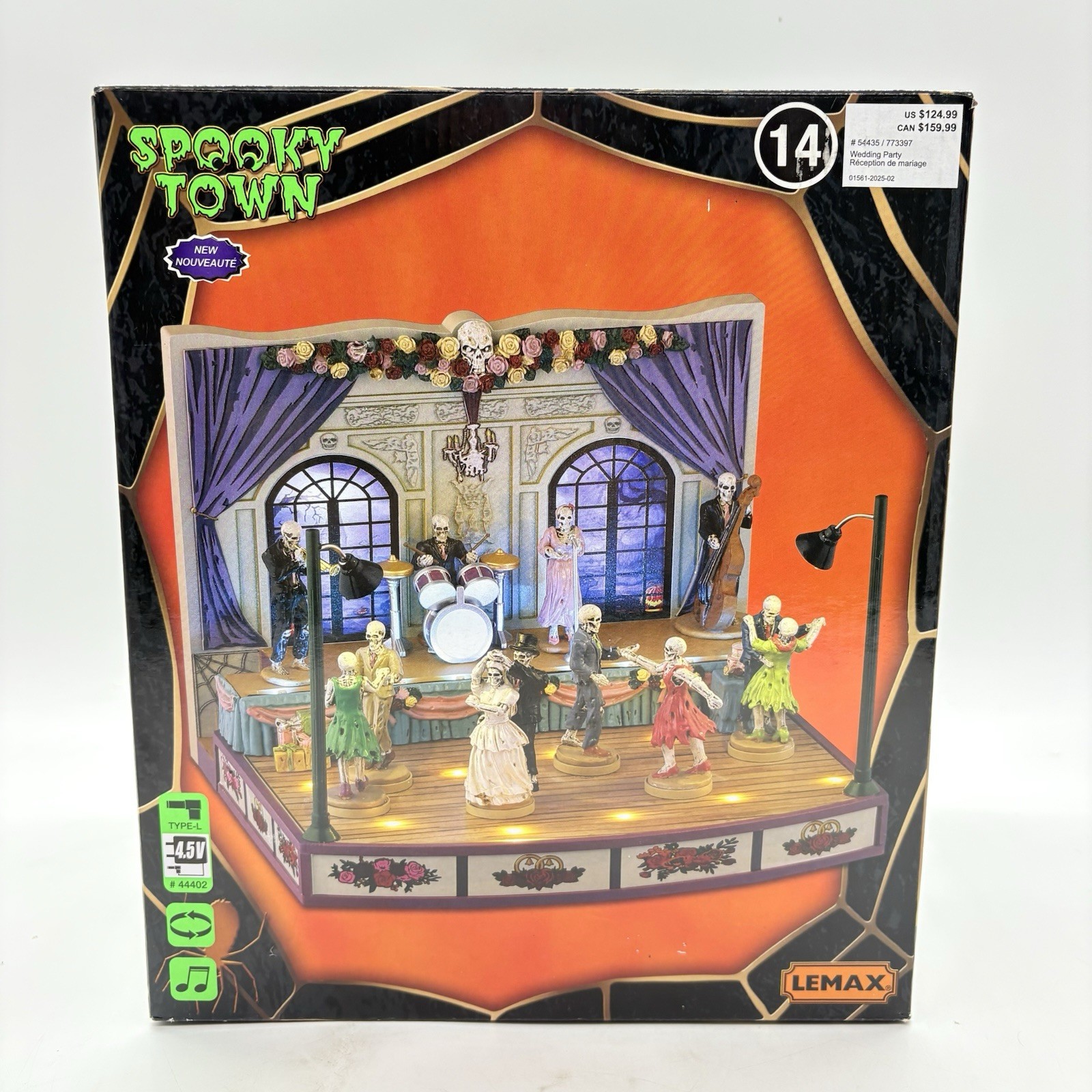 Lemax Spooky Town Halloween Village Wedding Party Skeletons Lights & Sound 2025