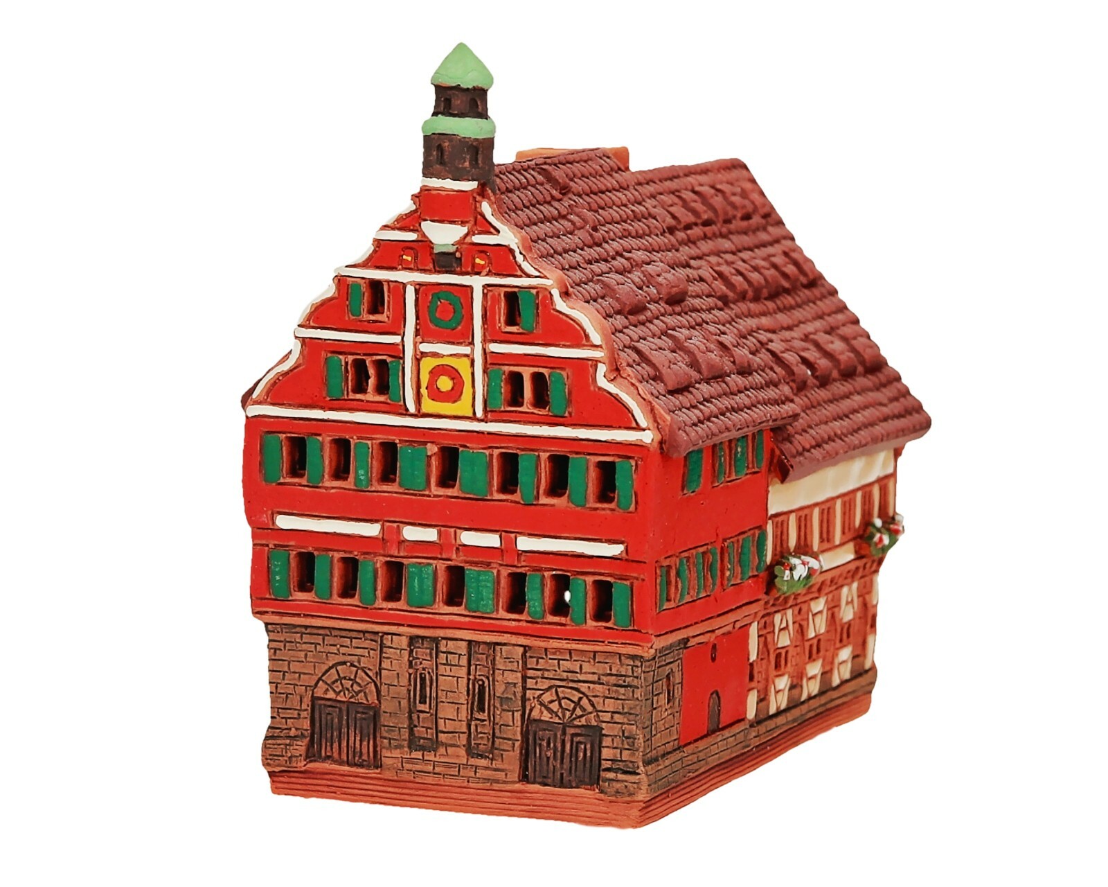 Ceramic Miniature House Cone Incense Burner Town Hall in Esslingen 11cm © Midene