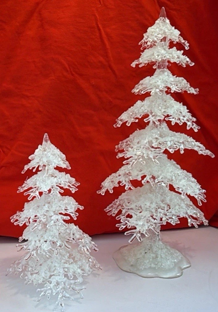 Department 56 Icy Trees Medium Set of 2 Village Accessories 10” & 6” Christmas