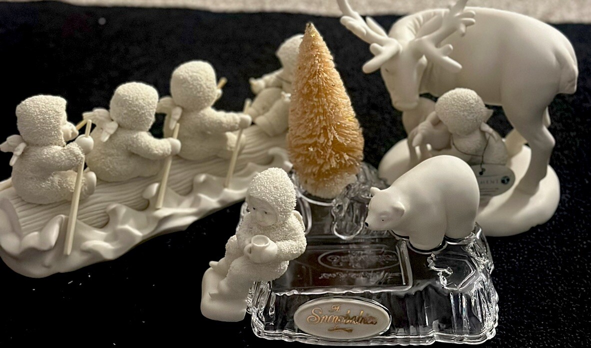 Vintage Snowbabied Department 56 (6) 2 Large Figurines, One 4 Piece Set