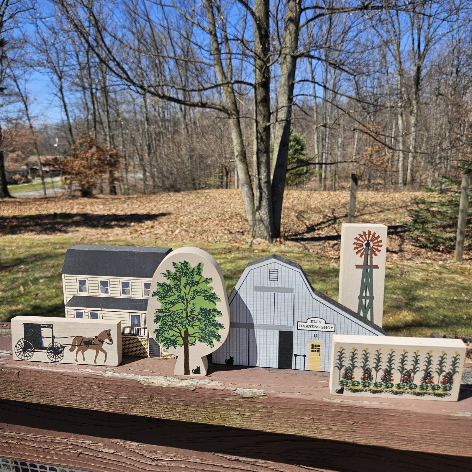 Cats Meow Amish Eli’s Harness Shop, Horse And Buggy, Field, House, Tree Windmill