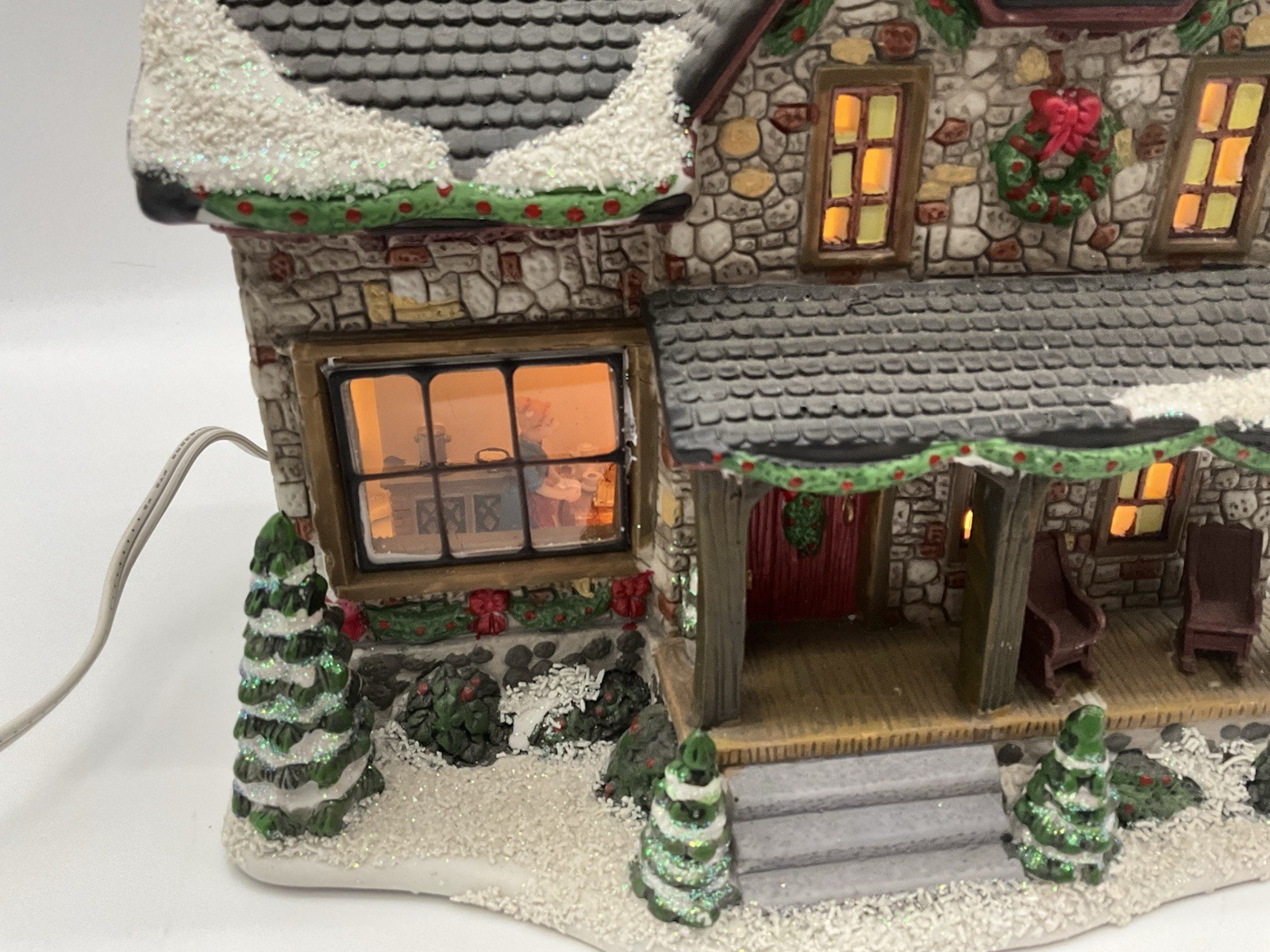 St.Nicholas Square Village “Stone Cabin” Illuminated Christmas House