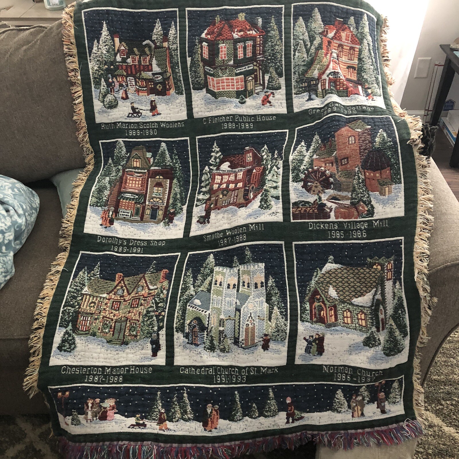 Dept 56 Heritage Village Collection Limited Edition Cotton Tapestry Throw
