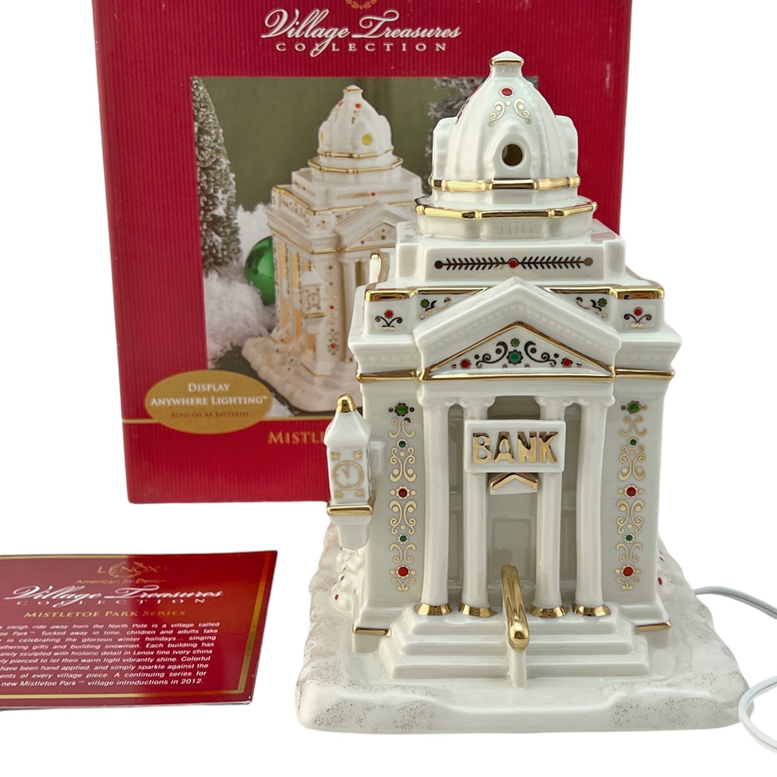Lenox China Mistletoe Park BANK 2008 Village Treasures for Xmas Anywhere Light