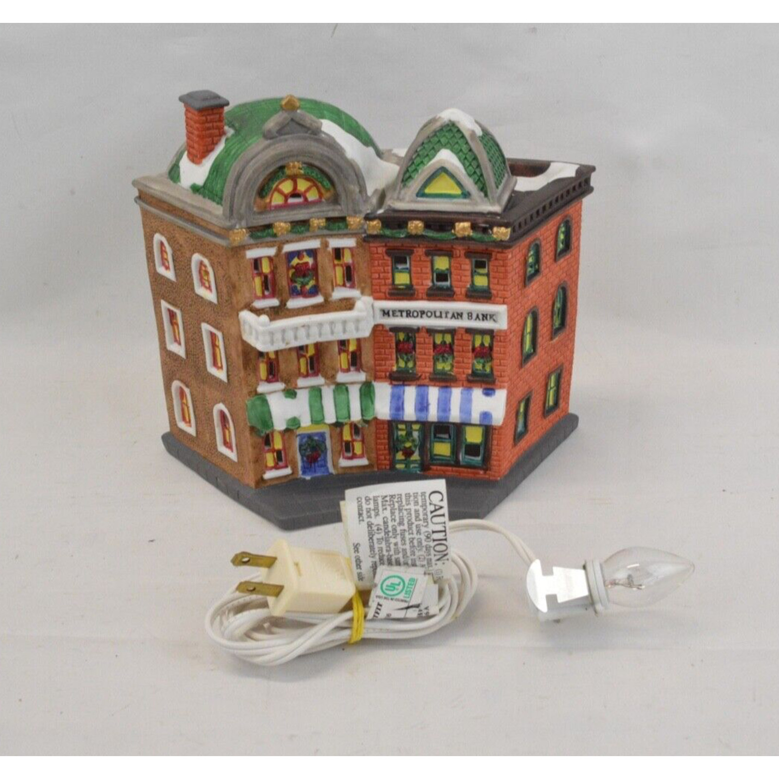 Trim A Home Metropolitan Bank Lighted Village Building Figure Christmas Holiday